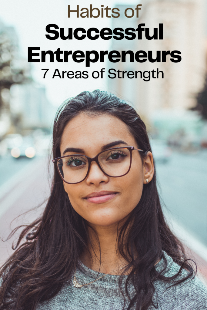 Successful entrepreneur habits. Beautiful girl with glasses header image. 