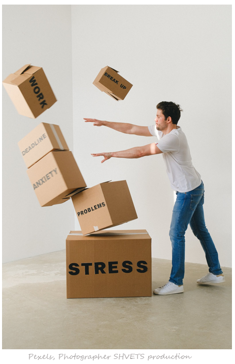 Stress, boxes falling 
