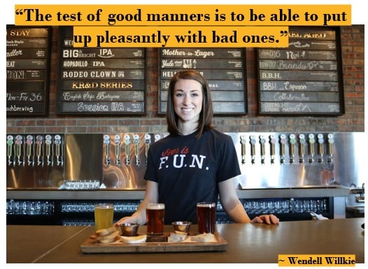 Test of good manners. Quote "the test of good manners is to be able to put up pleasantly with the bad ones."