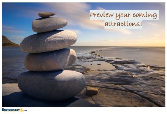 Image of rock formation with words Preview your coming attractions