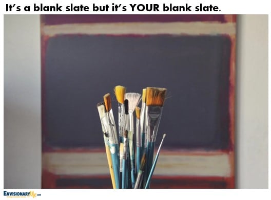 Image of paint brushes with words It's a blank slate but it's YOUR blank slate