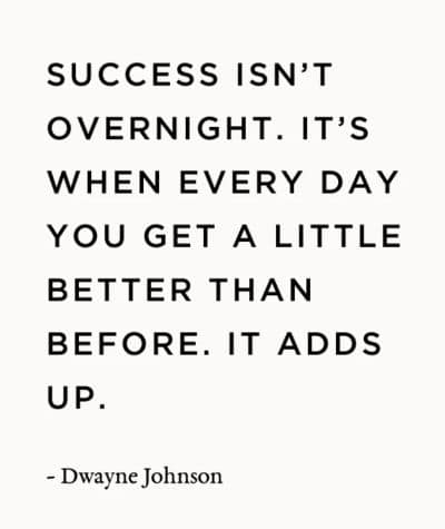 Success isn't overnight. It's when every day you get a little better than before. It adds up. quote by Dwayne Johnson